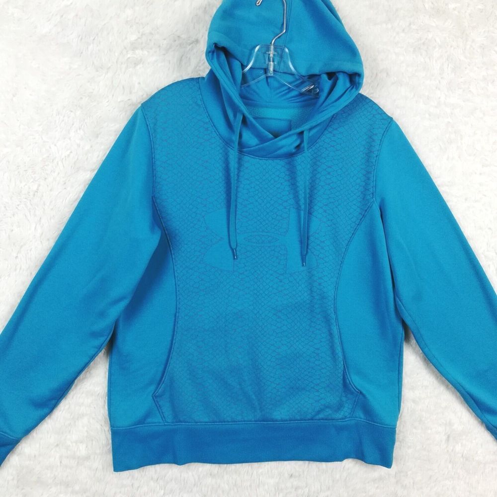 Under Armour Womens‎ Sweatshirt Hoodie Snake Print Semi Fitted Coldgear Blue L